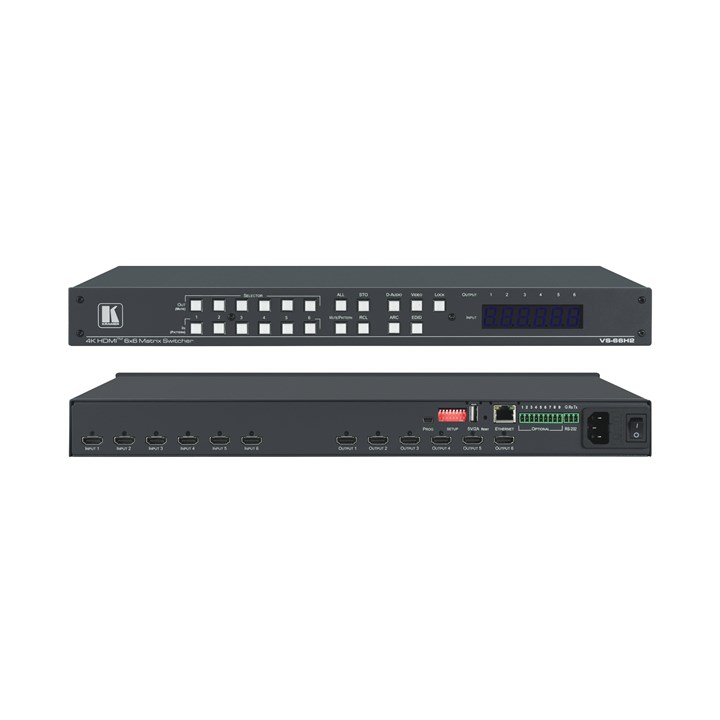 Kramer 6x6 4K HDR HDCP 2.2 Matrix Switcher with Digital Audio Routing (VS-66H2)