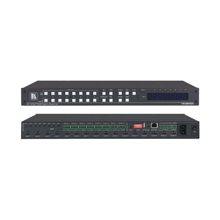 Kramer 8x8 4K HDR HDCP 2.2 Matrix Switcher with Analog & Digital Audio Routing (VS-88H2A)