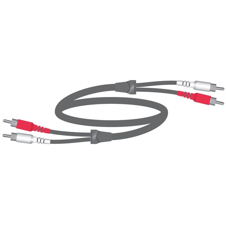 Poly (Polycom) Cable, dual RCA male plug (red, white) on both ends, stereo, 25ft.