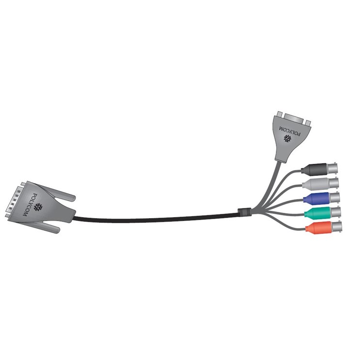 Poly (Polycom) Cable, HDCI(M) to 5-BNC(F) and DB9(F) Breakout adapter for codec input / camera output