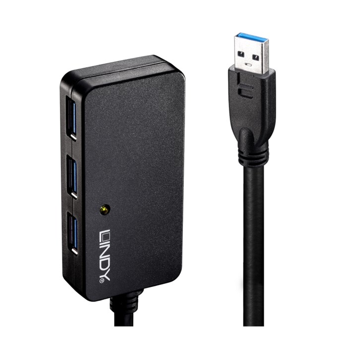Lindy 10m USB 3.0 Active Long Distance 4 Port Hub  (Google Hangouts Meet Approved Hardware)