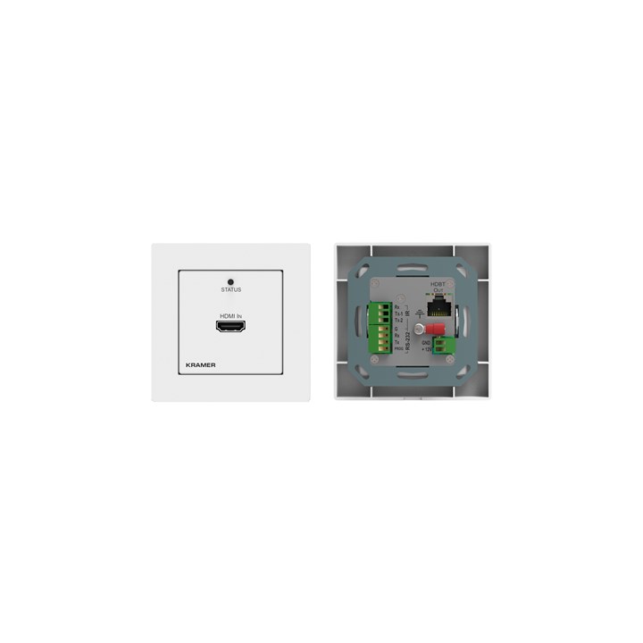 Kramer EU & UKsize Wall-Plate Transmitter  with EU & UK White Frames (WP-789T/EU-80/86(W))