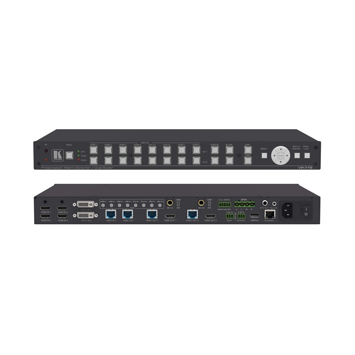 Kramer 8-Input Presentation Matrix Switcher/Scaler with Seamless Video Cuts and 4K30 Output Support (VP-778)