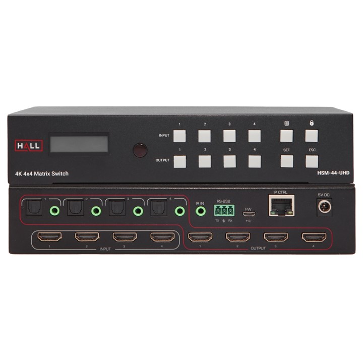 HSM-44-UHD 4x4 Matrix Video Switcher