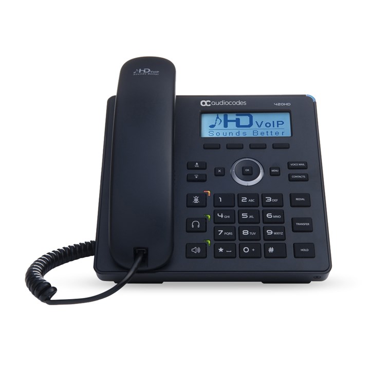 AudioCodes 420HD IP-Phone PoE GbE with an external power supply black