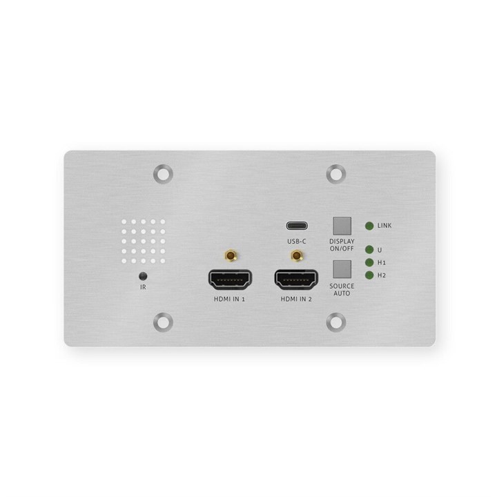 PureTools - HDBaseT Wallplate Transmitter, 2x HDMI & USB-C Inputs, 4K, 40m 4K / 70m 1080p