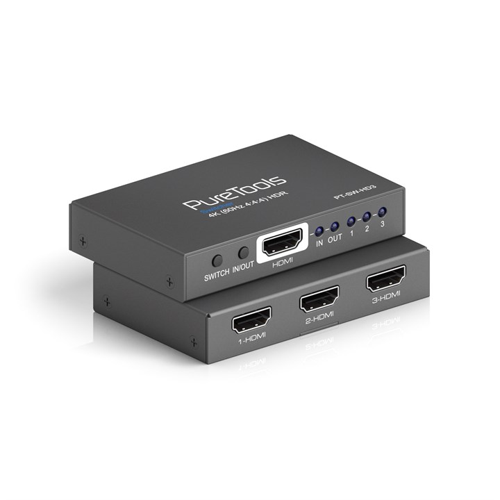PureTools - HDMI Switcher 3x1, 4K (60Hz 4:4:4) + HDR