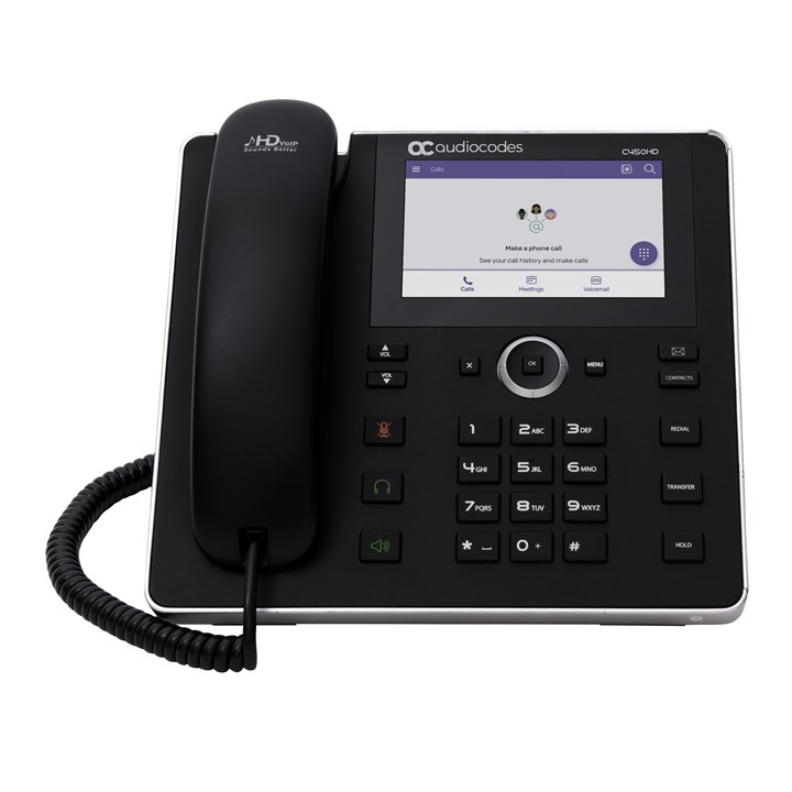 AudioCodes Teams C450HD IP-Phone PoE GbE black with an external power supply black