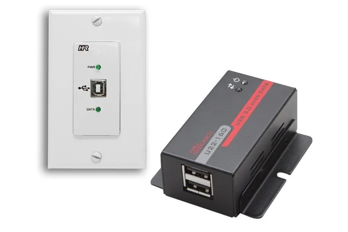USB 2.0 over UTP Extender Decora® Wall Plate with 2-Port Hub